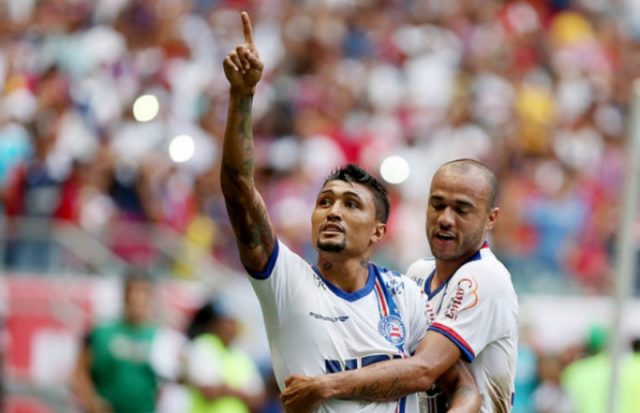 Kieza marcou o único gol da partida e garantiu o triunfo tricolor. Foto: Felipe Oliveira/ECBahia