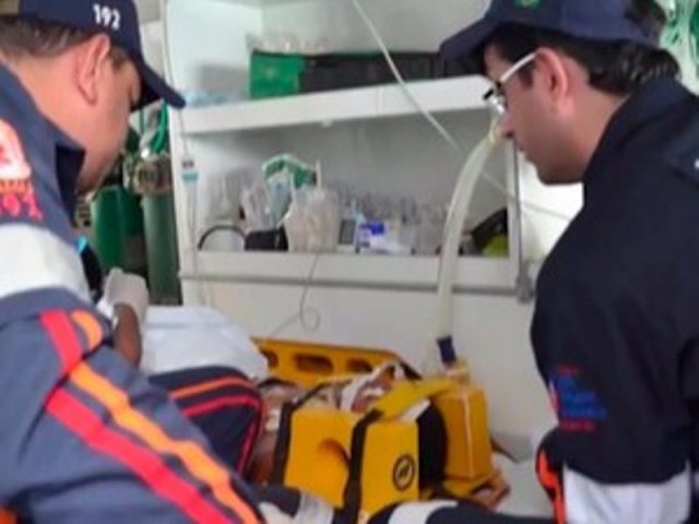 Menor foi levado para hospital pelo Samu. Foto: Reprodução/TV Oeste.