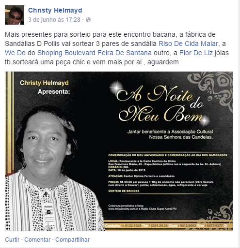 Um evento homenageando os namorados seria o próximo evento do colunista