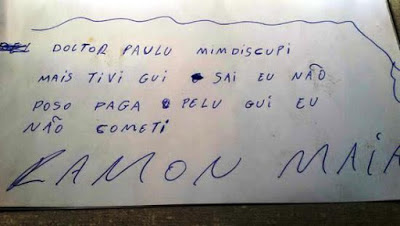 Antes de sair da delegacia, o acusado alertou ao carcereiro sobre a existência do bilhete e que ele deveria ser entregue ao delegado (Foto: Reprodução / Canudos Acontece)