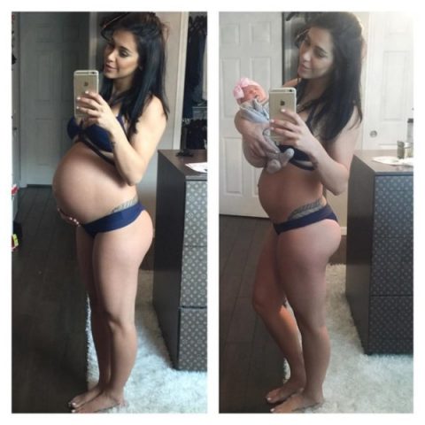 Bella mostra o antes e o depois do nascimento da filha  (Foto: Reprodução / Instagram)