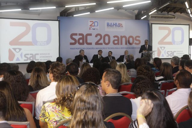 O aniversário de 20 anos do SAC baiano foi celebrado com um encontro na manhã desta sexta-feira (25), no auditório do Hotel Catussaba, em Salvador. Foto: Alberto Coutinho/GOVBA