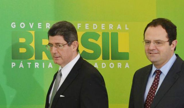 Ministros Joaquim Levy (Fazenda) e Nelson Barbosa (Planejamento) anunciam cortes no orçamento. Foto: Valter Campanato/Agência Brasil