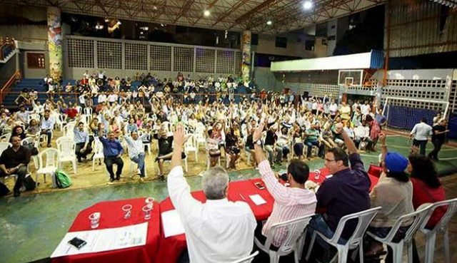 Assembleia reuniu bancários no Ginásio de Esportes da categoria. Foto: Divulgação/Sindicato.
