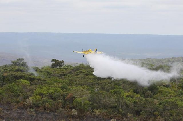 Avião usado no combate a incêndio na Chapada Diamantina. Fotos: Manu Dias.