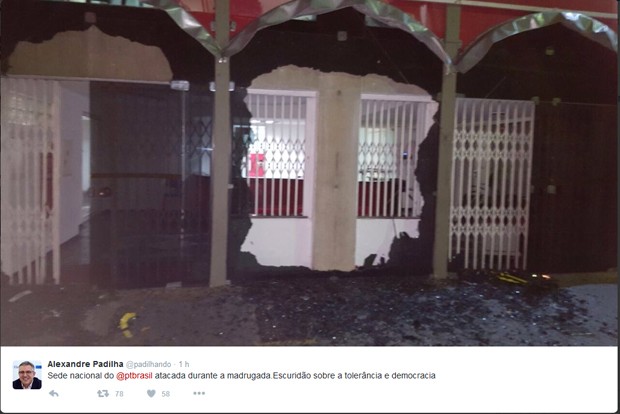 O secretário municipal de Saúde de São Paulo, Alexandre Padilha, postou em uma rede social fotos do local logo após o ataque (Foto: Reprodução/Twitter)