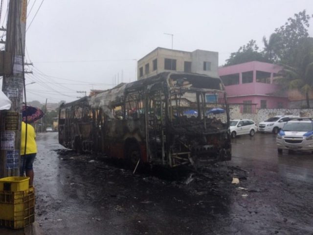 Manifestantes queimaram ônibus (Foto: Henrique Mendes/G1)