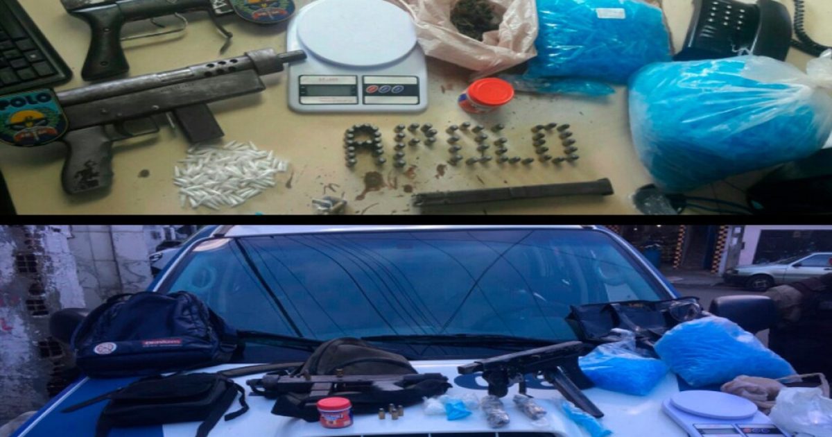 Armas, munições e drogas foram encontradas em residência na Fazenda Grande do Retiro. Foto: Divulgação/PMBA.