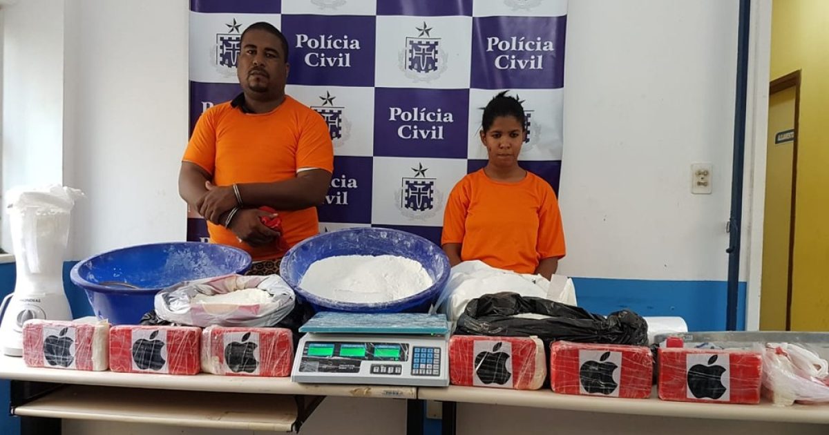 Gilson dos Santos e Lua Mar Albuquerque foram presos com a droga. Foto: Divulgação/SSP-BA.