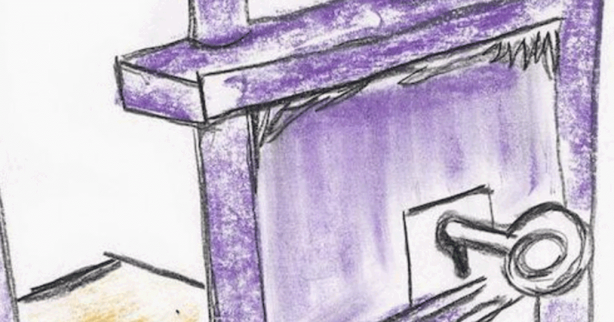Desenho 'The Cell Door, Robben Island' retrata a porta da cela onde o Nobel da Paz passou 18 anos detido — Foto: Reprodução / bonhams
