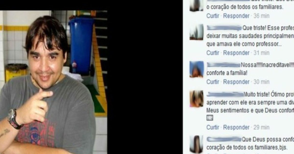 Estudantes lamentam a morte do professor nas redes sociais. Imagem: Foto: Reprodução/Facebook.