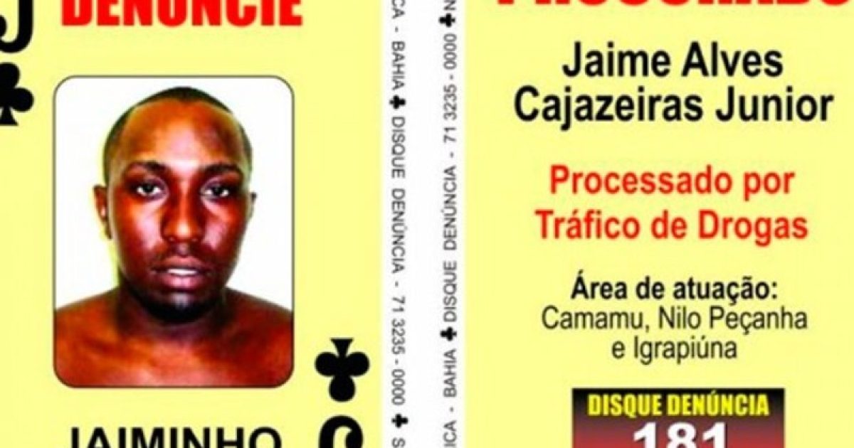 Homem era procurado por tráfico de drogas na região de Camamu. Foto: Reprodução/ Disque Denúncia.