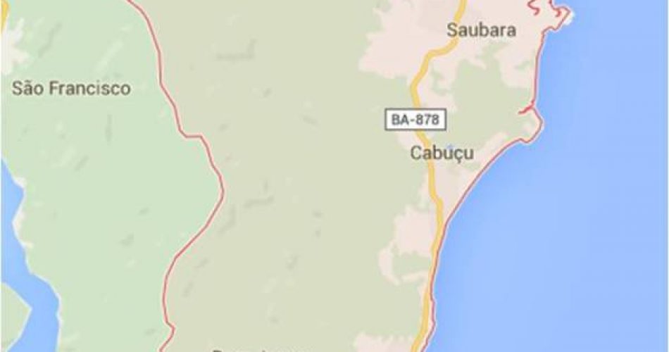 Saubara fica no interior da Baía de Todos os Santos. Imagem: Google Maps.