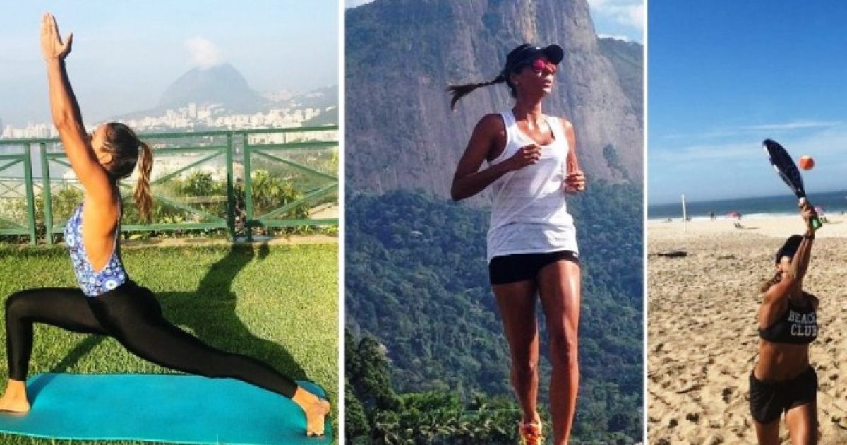 Flávia pratica ioga, corrida e tênis na praia. Foto: Reprodução/Instagram.