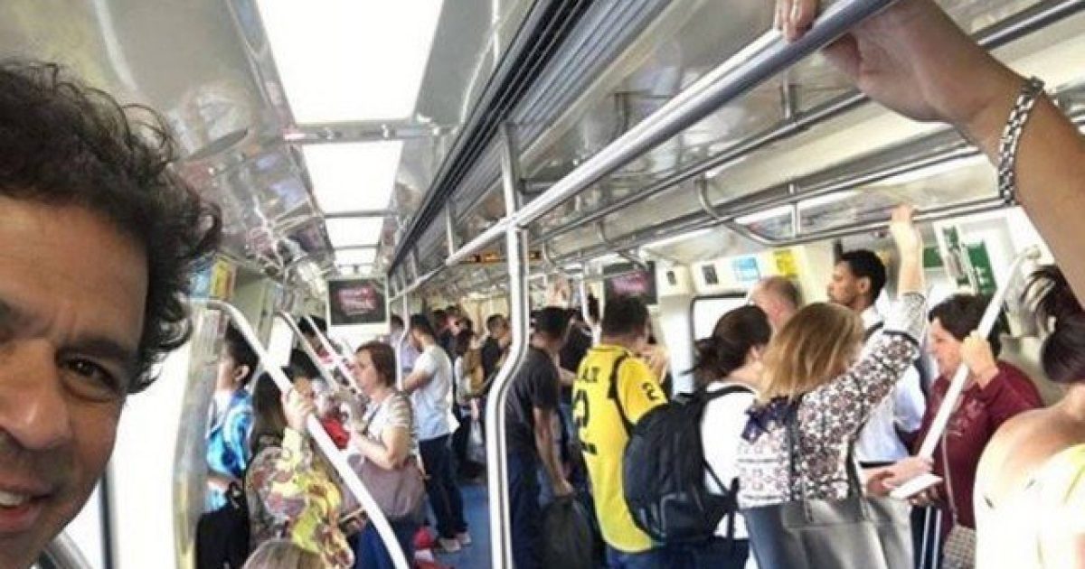 Raí no metrô em São Paulo. Foto: Reprodução/Instagram.