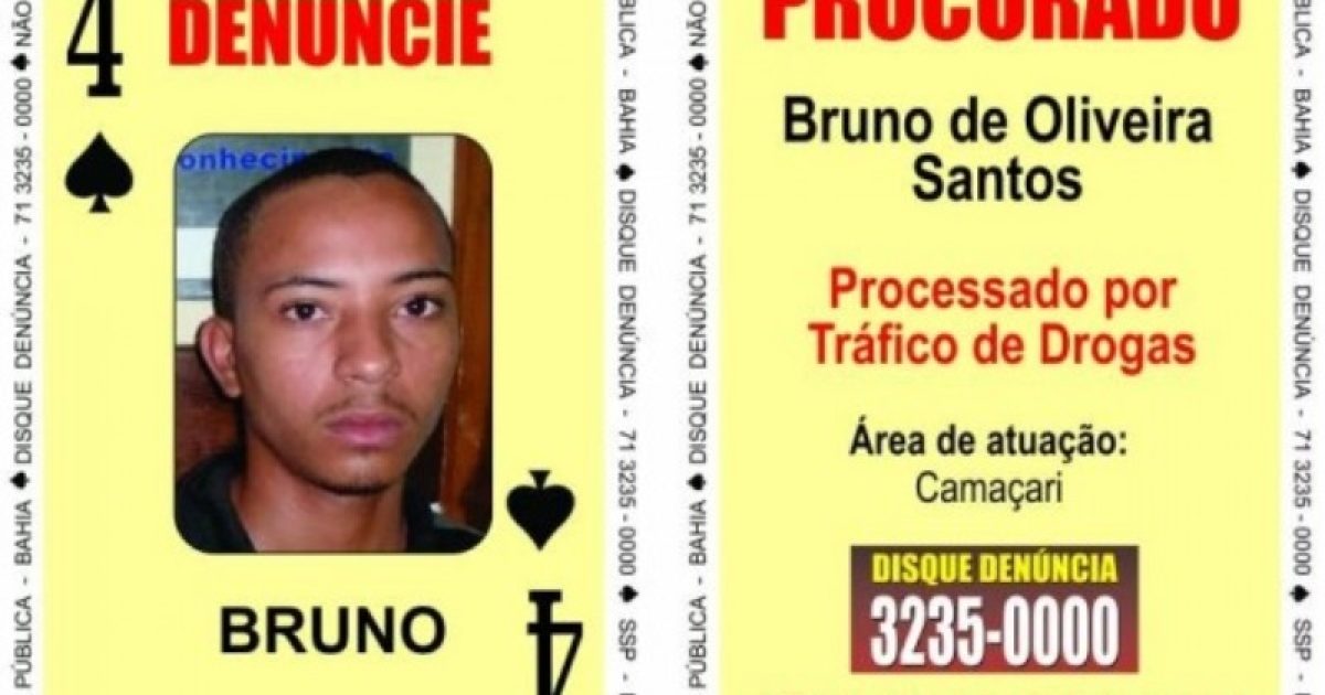 Bruno de Oliveira Santos, Quatro de Espadas do Baralho do Crime, morreu em confronto com a polícia no município de Elísio Medrado (Foto: Divulgação/SSP-BA)