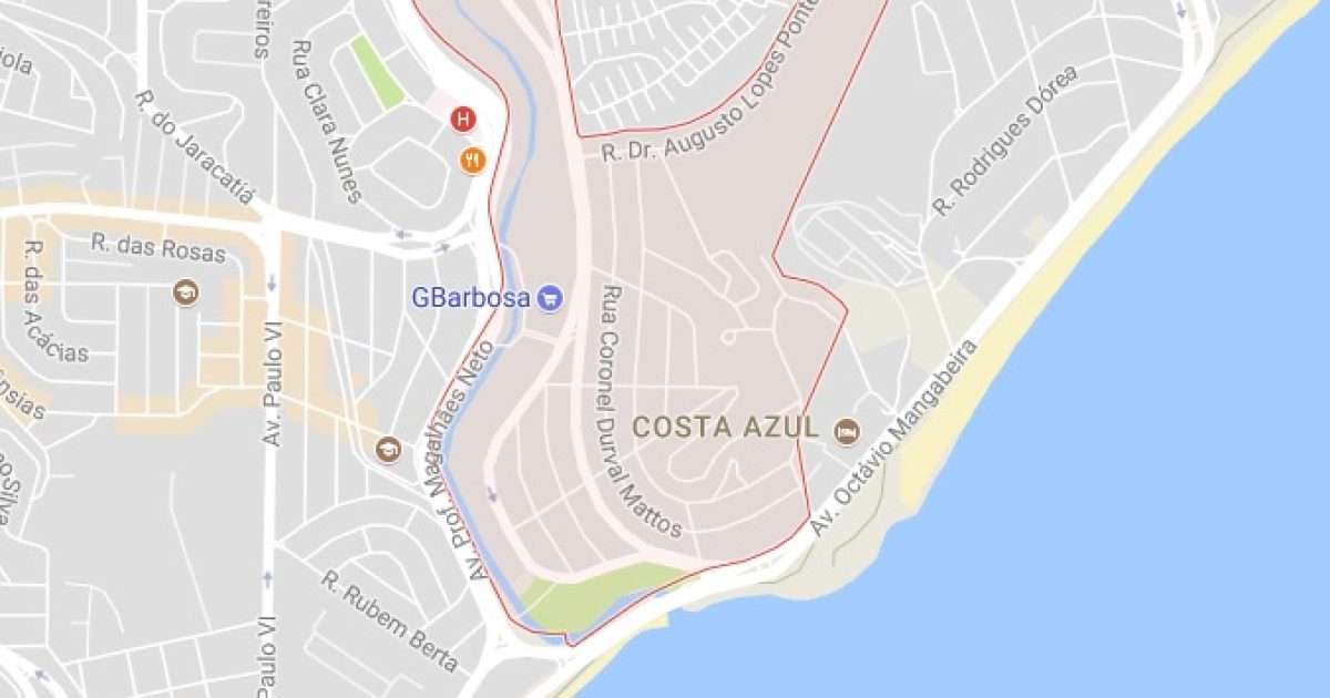 Região do Costa Azul recebe R$ 200 milhões em investimentos do Salvador 360 (Imagem: Reprodução/Google Maps)