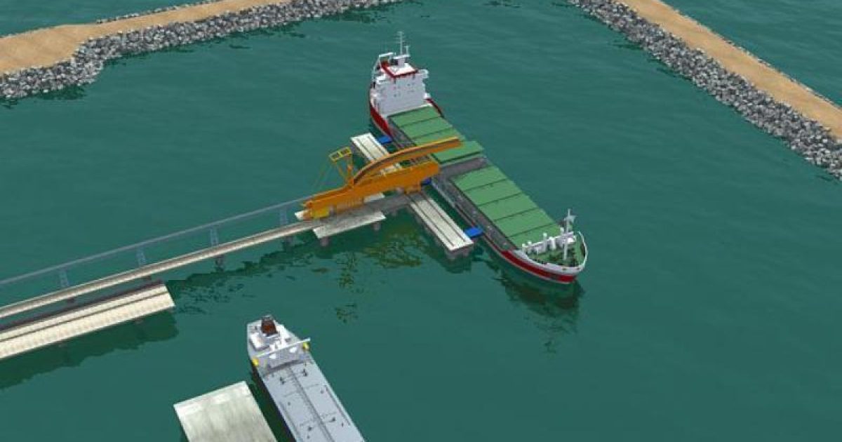 Imagem simulação do porto após construção. Foto: Divulgação/GOVBA