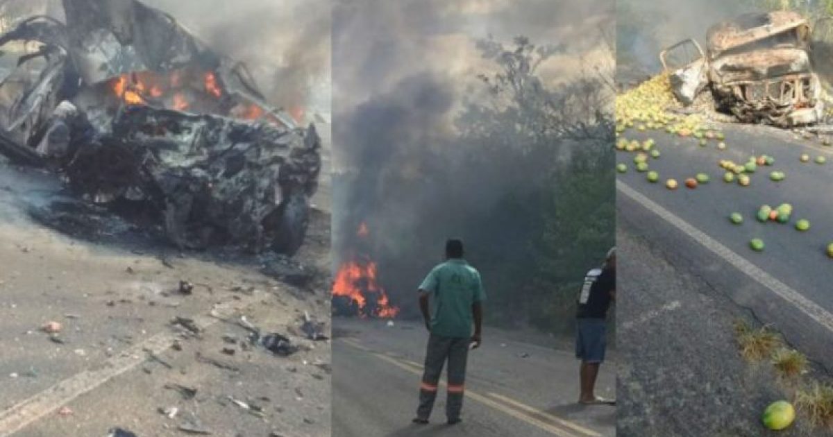 Cinco pessoas morrem carbonizadas em acidente (Foto: Reprodução/Agora na Bahia)
