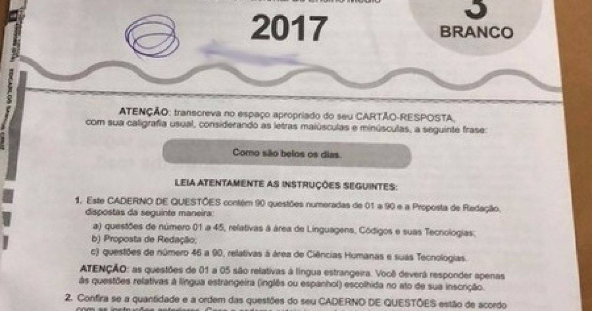 Prova do Enem do candidato investigado foi apreendida (Foto: Divulgação/Polícia Federal)