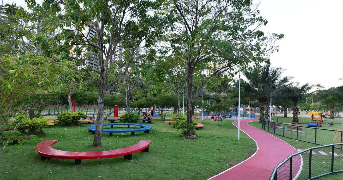 Criançada tem diversão garantida no novo Parque da Cidade. (Foto: Agecom)