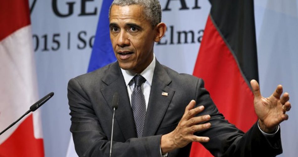 Presidente dos EUA, Barack Obama, em entrevista coletiva no encerramento da cúpula do G7 na Alemanha (Foto: Kevin Lamarque/Reuters)