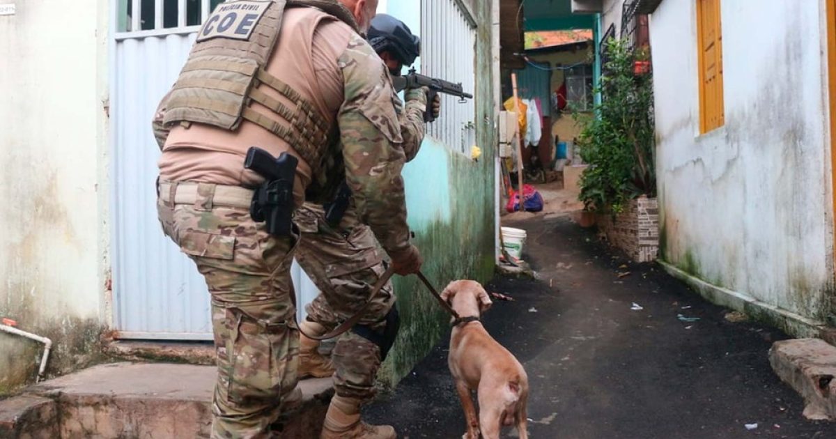 Polícia cumpre mandatos de prisão na Bahia durante operação de combate a distribuição de drogas e armas em Salvador (Foto: Alberto Maraux/SSP-BA)