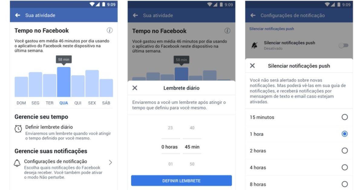 Facebook acrescentou no app opções para controlar tempo de uso (Foto: Divulgação/Facebook)